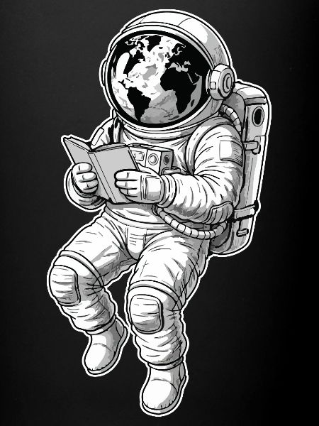 Astronaut Reading Space Earth