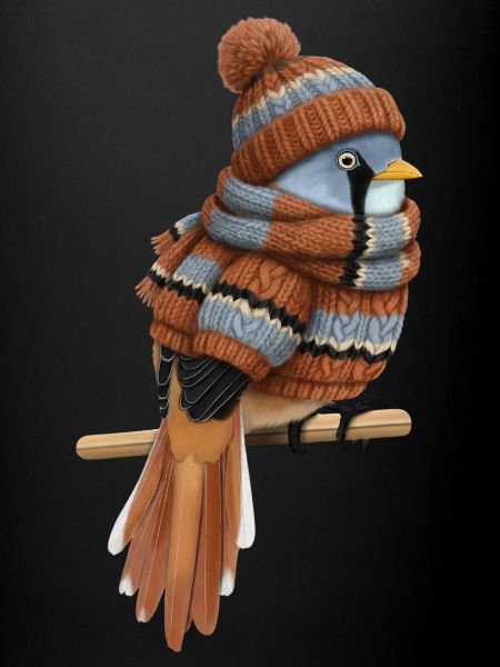 Bartmeise im Strickpullover Winter Weihnachten