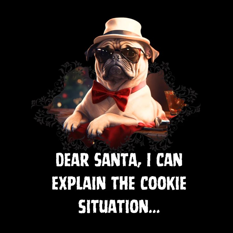 "Santa's Helper: Pug with a penchant for cookies!"