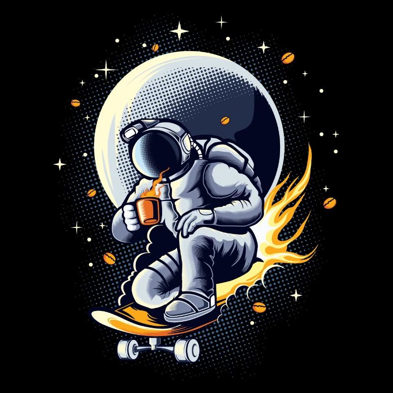 Astronaute faisant du skate