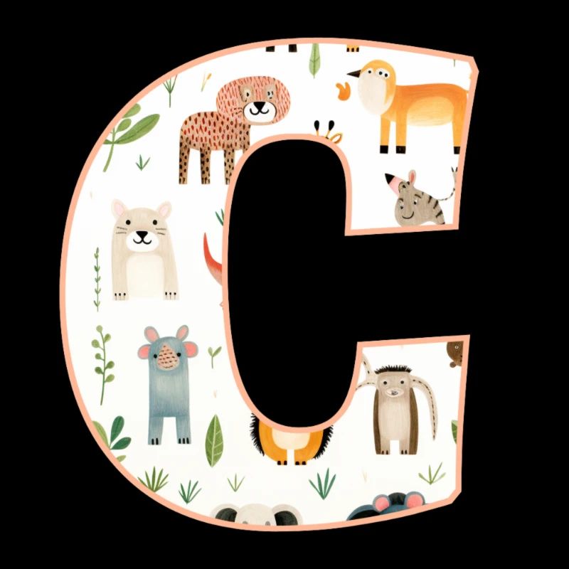 Buchstabe C, Monogramm, Tiermuster
