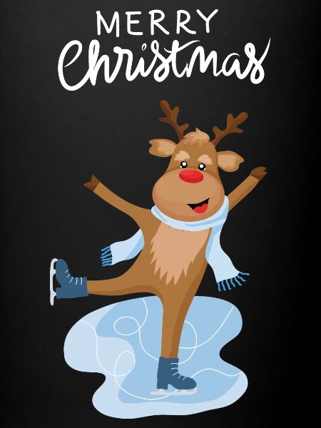 Charming iceskating reindeer