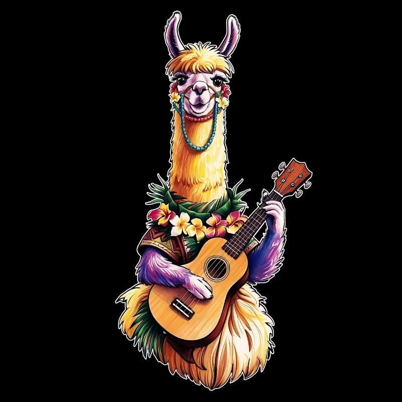 Lama jouant du ukulélé - Coloré