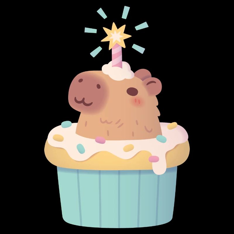 Cute Capybara In Cupcake Funny