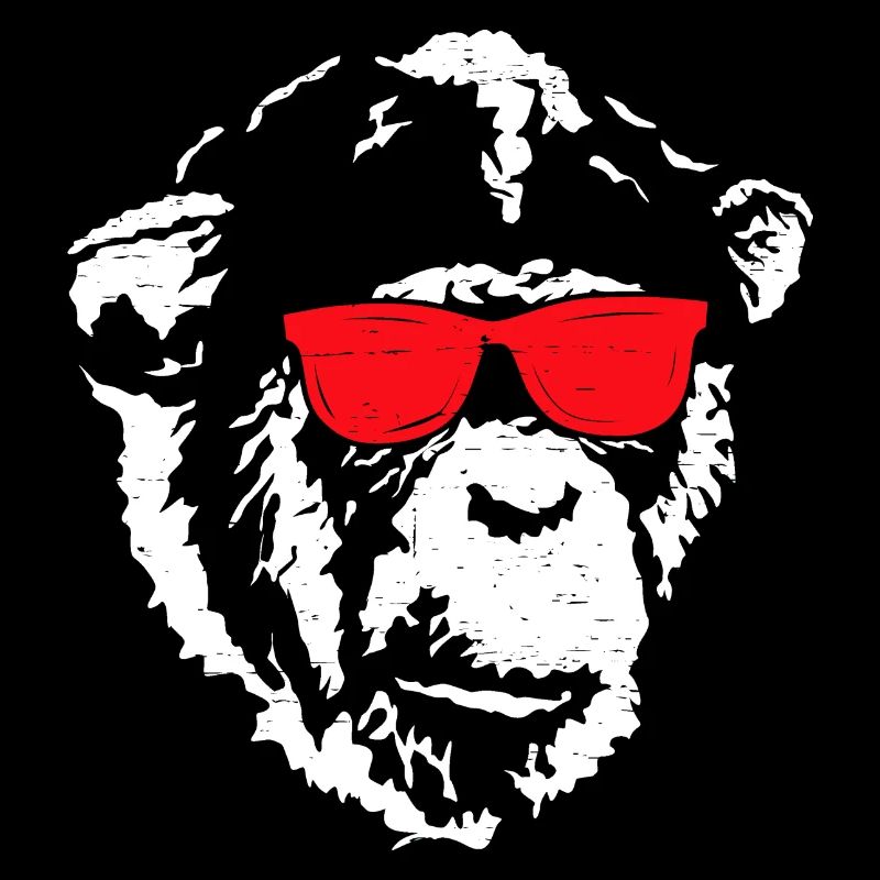 Affe mit Roter Sonnenbrille