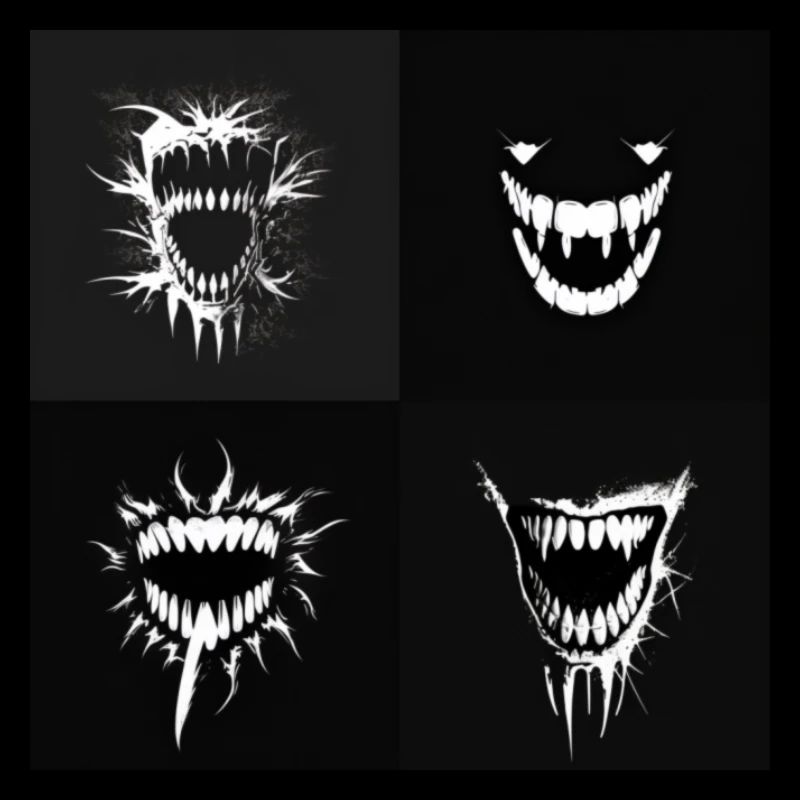 vier lachende Monster