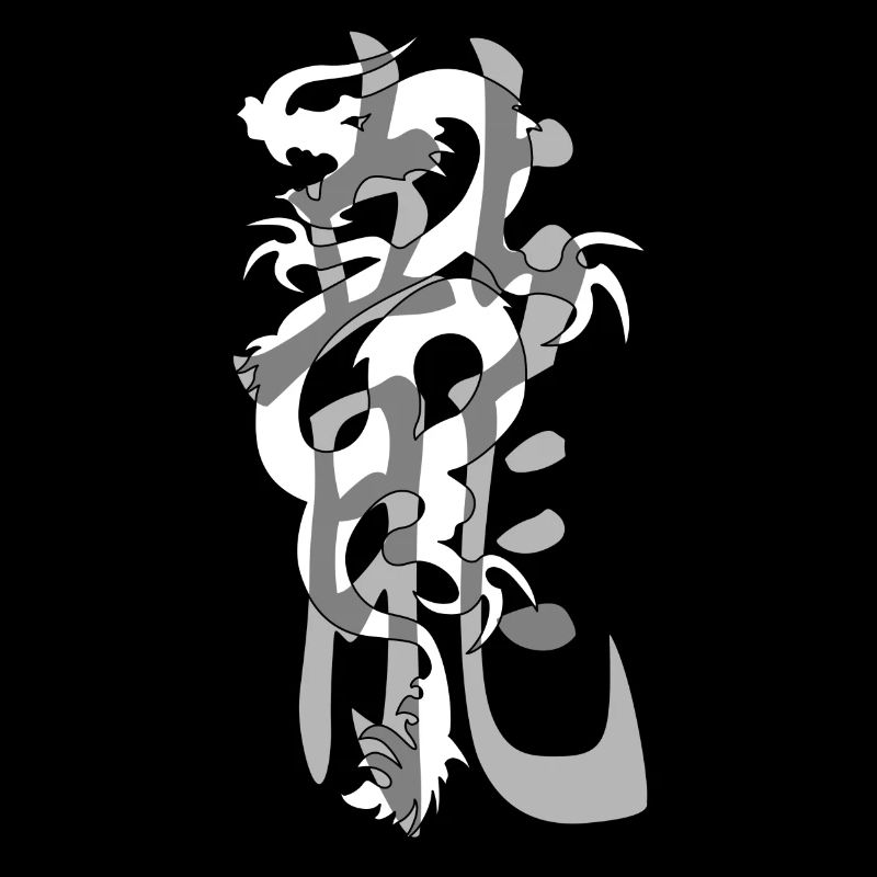 Dragon9 weiß kanji grau