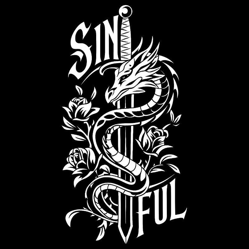 Dragon pécheur : Épée et roses