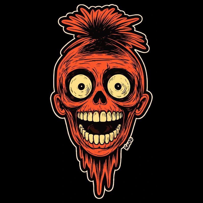 Crimson Skull Mohawk Mascot