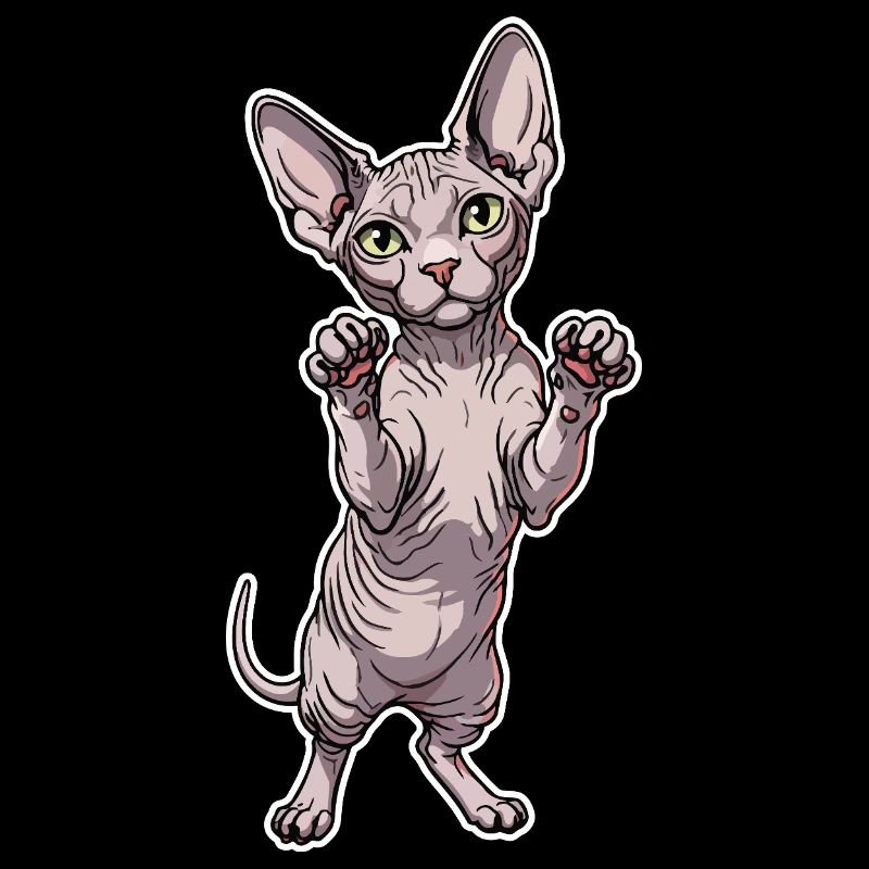 Chat Sphynx Mignon Posture Debout Portrait