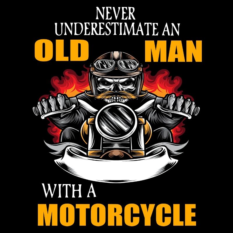 Old man with a motorcycle gift biker motorcycle