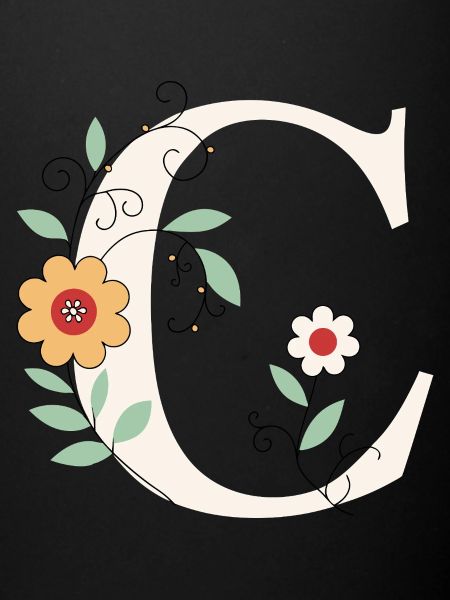 Lettre C Monogramme Rétro