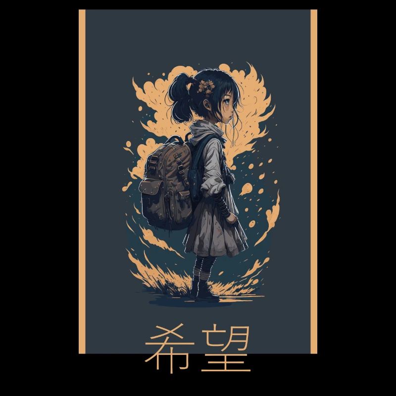 Anime Mädchen mit Rucksack - Hoffnung
