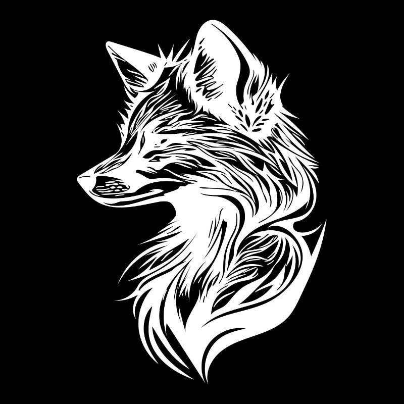 Portrait de renard de style tatouage dans des lignes fluides