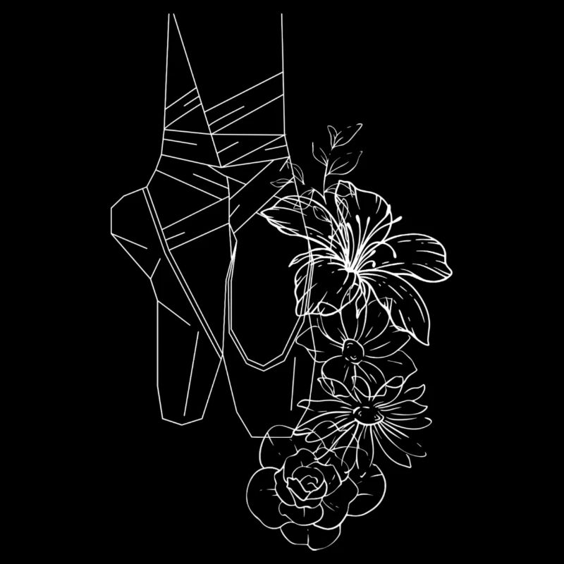 Chaussons de ballet, pointes et fleurs