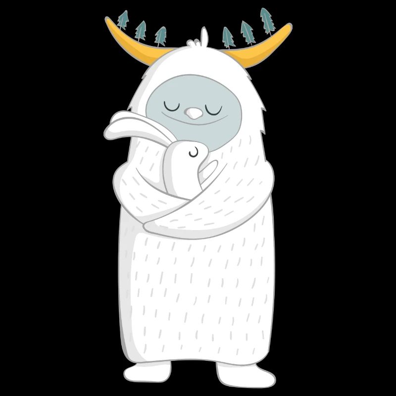 Yeti avec des lapins dans le bras