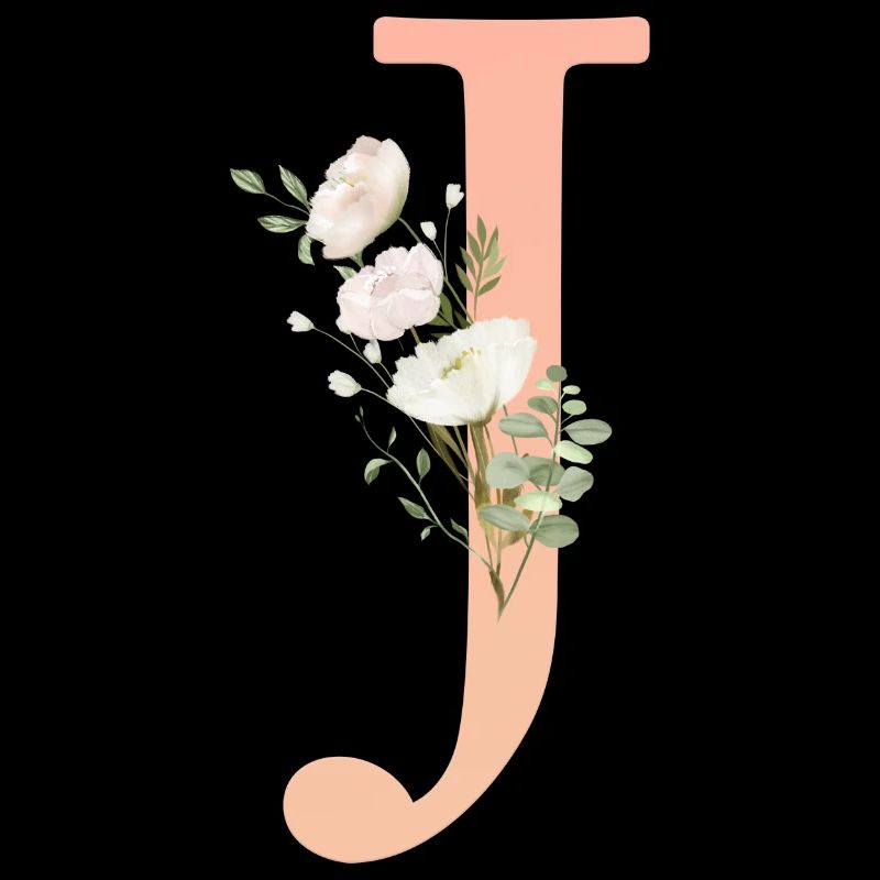 J Monogramm, minimal, pastel, Blumen