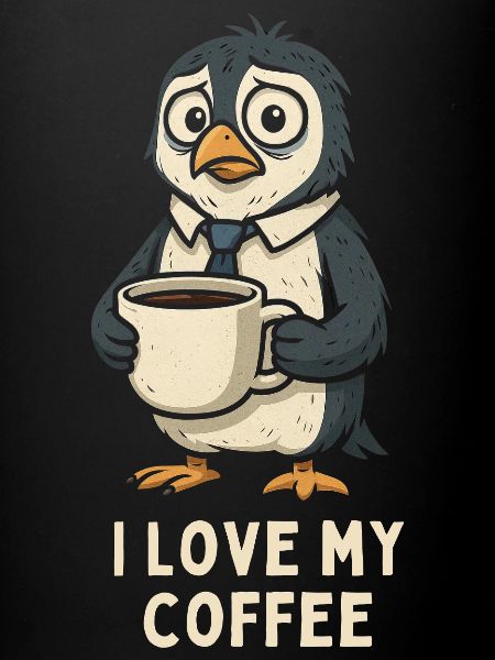 Coffee penguin loves coffee