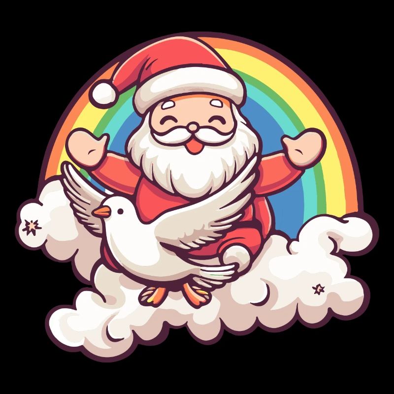 Taube Vogel Weihnachtsmann Regenbogen