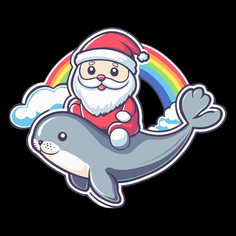 Robbe Tier Weihnachtsmann Regenbogen