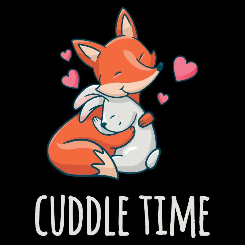 Cuddle time renard et lapin qui s’aiment