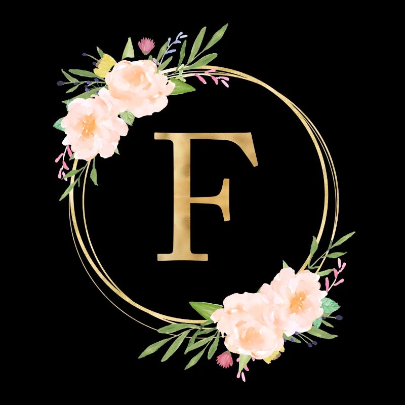 Customizable Monogram F Flowers Circle Pastel