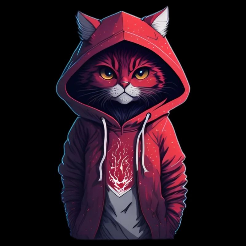 Chat avec sweat à capuche