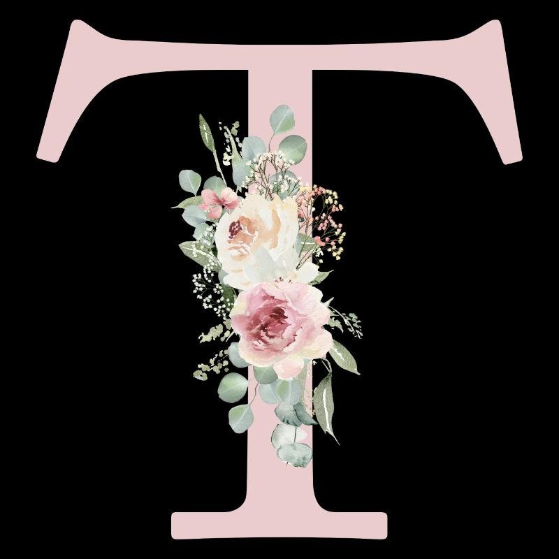 T| Monogramme | Eucalyptus Pastel Fleur Bleu