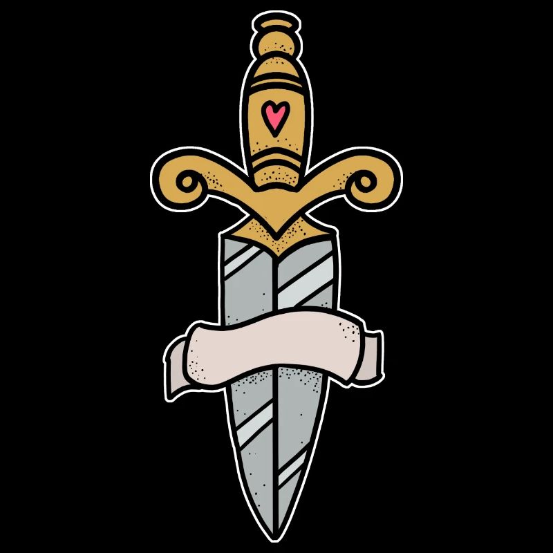 Traditionnelle couteau à épée tatouage avec bannière