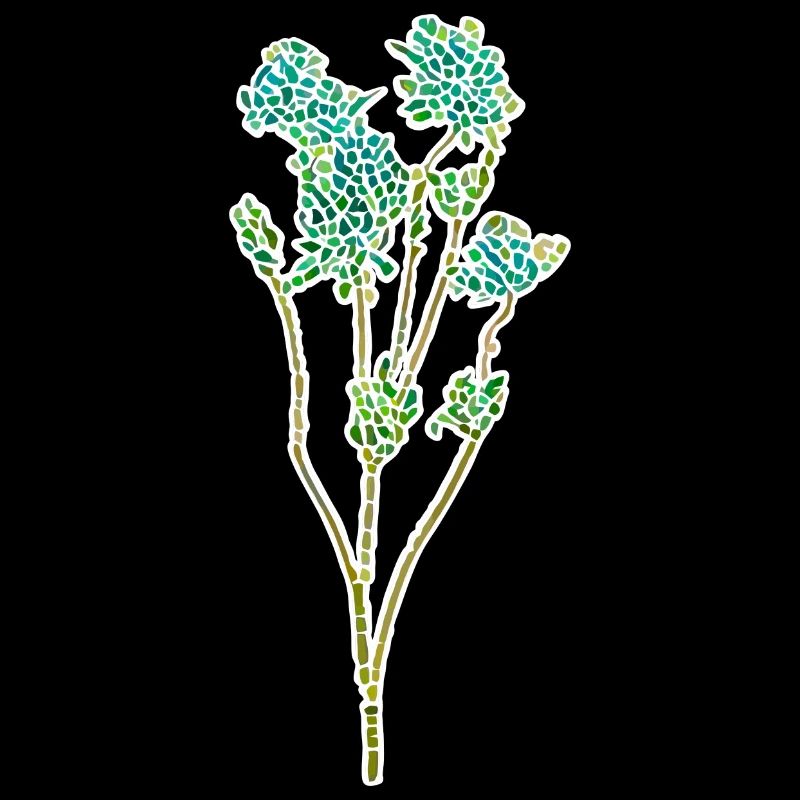 Strauch Gewächs - Mosaik Illustration weiss