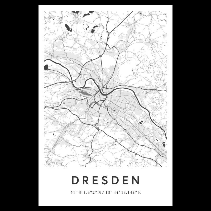 Dresden Karte Stadtplan Straßenplan Elbe