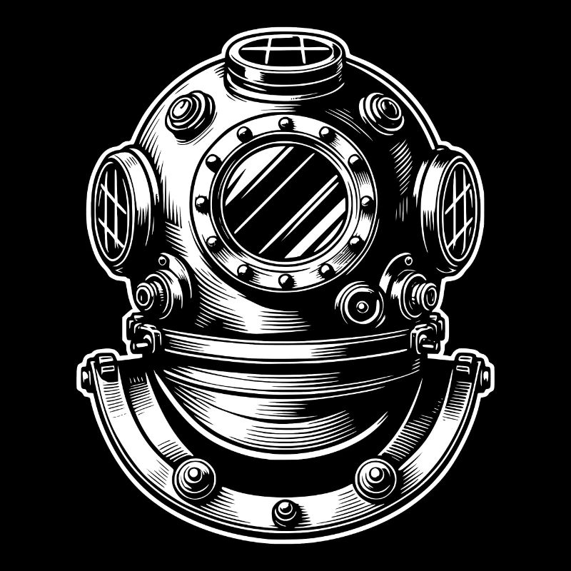 Casque de plongée classique dans un style d’illustration rétro