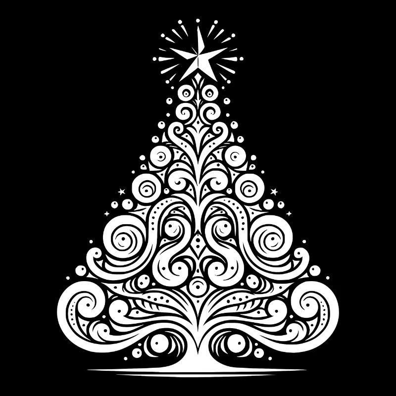 Moderner Baum mit festlicher Eleganz und Ornamente