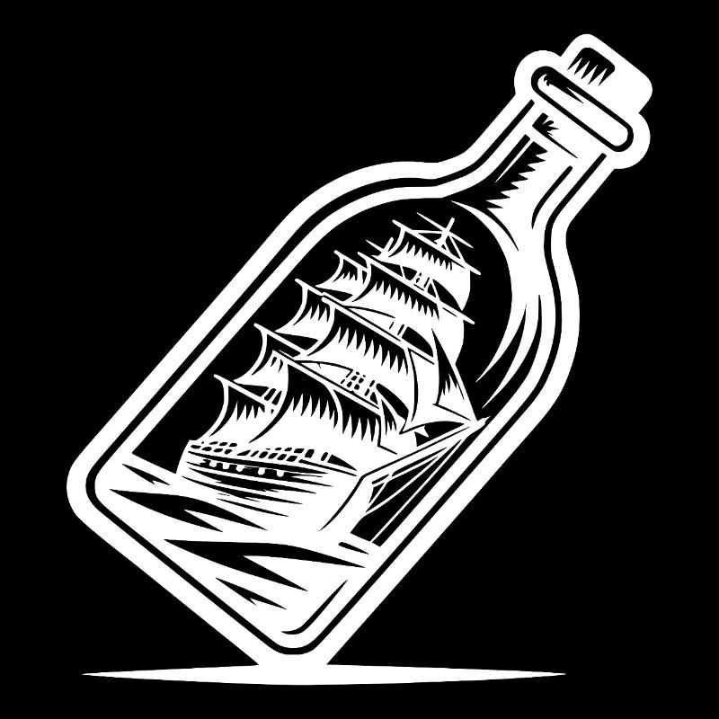 Bottle ship Sailing ship with set sails