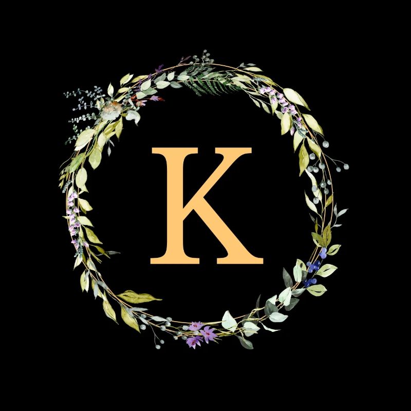 K monogramme Couronne d’Eucalyptus