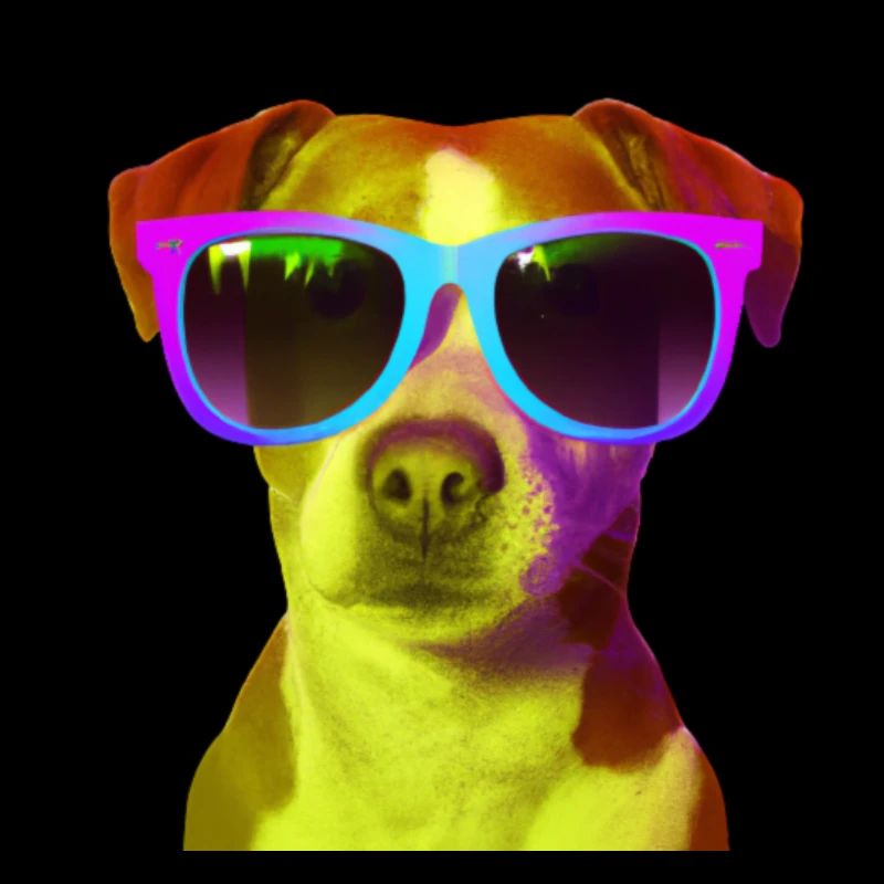 Hund mit Sonnenbrille bunt Geschenkidee süß lustig