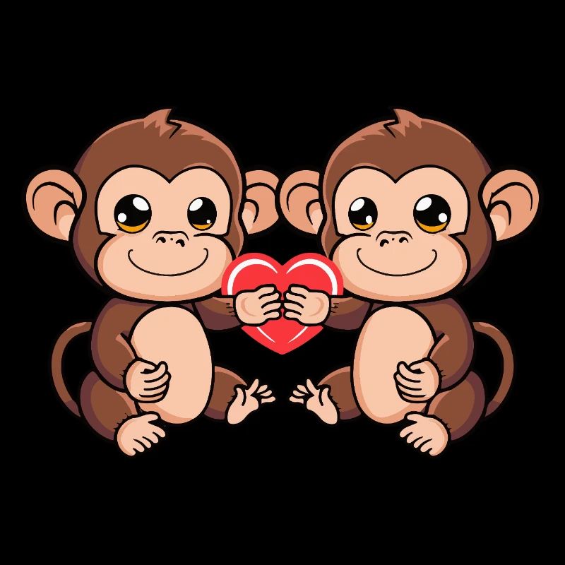 Monkey Couple Valentine's Day