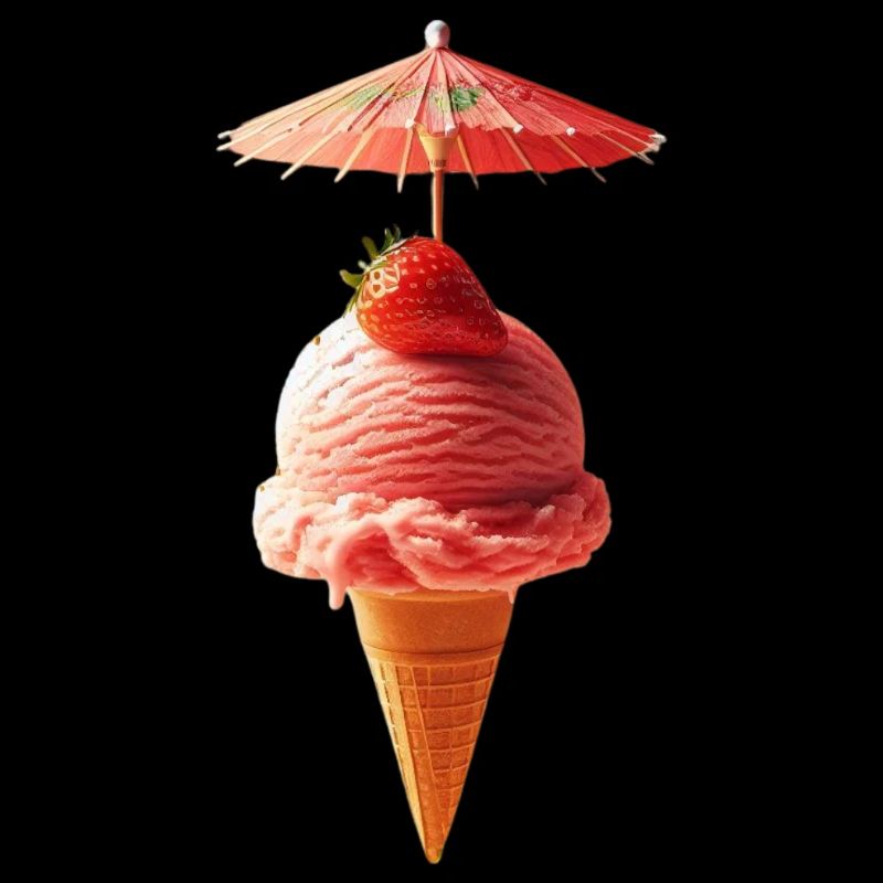 Erdbeereis mit Schirm | Sommer und Eis