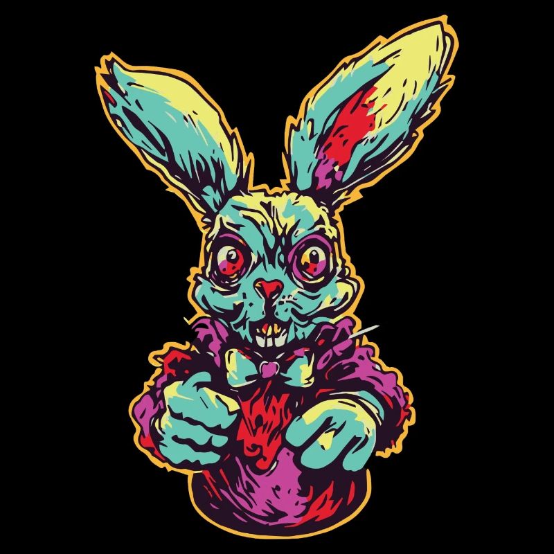 Retro Horror Scary Zombie Bunny
