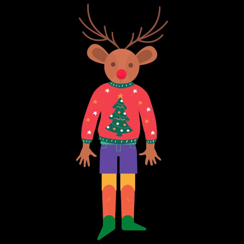 Le petit renne dans son pull de Noël