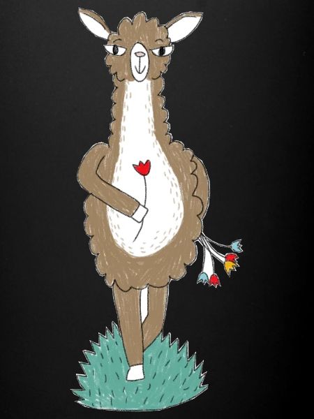 Lama avec des fleurs