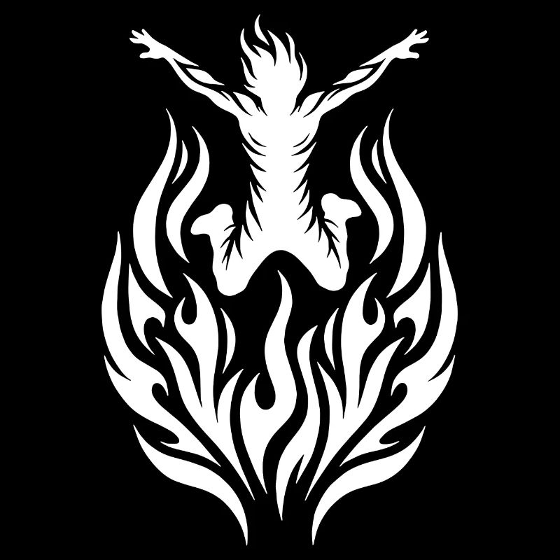 Man in flames jumping over the fire