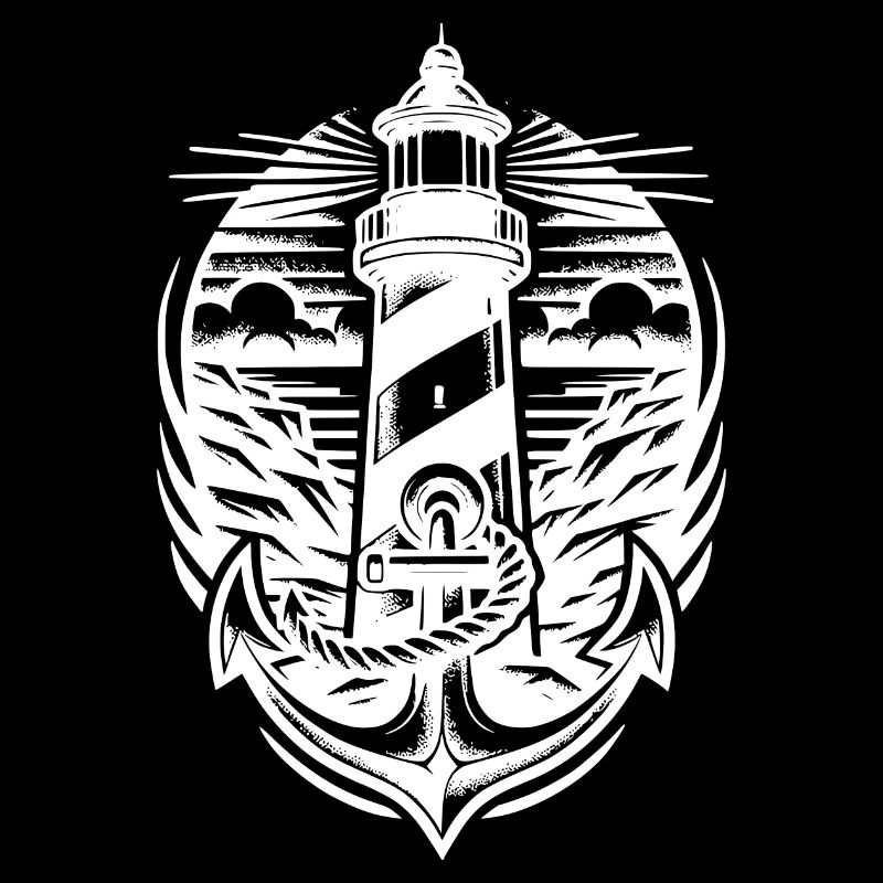 Lighthouse on the coast with anchor
