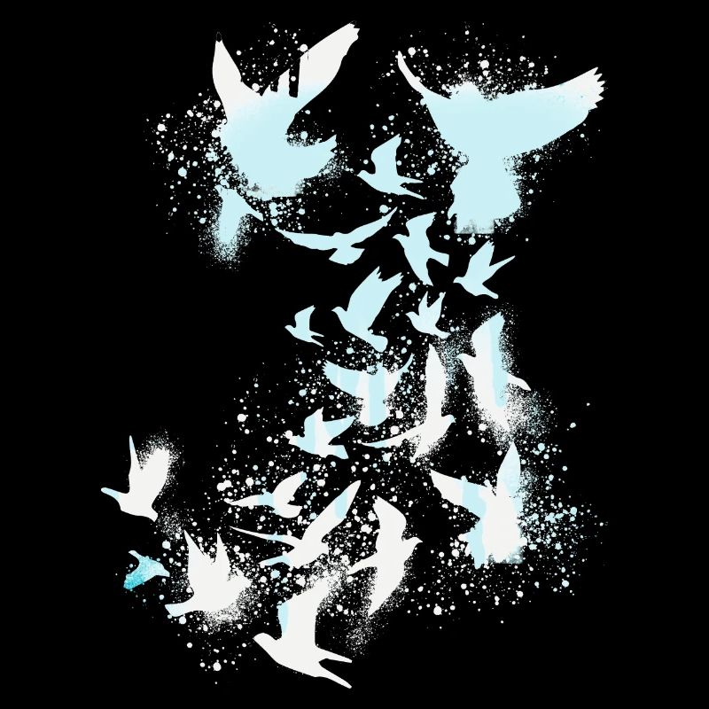deaf,deaf,birds,flock of birds,white,graffiti