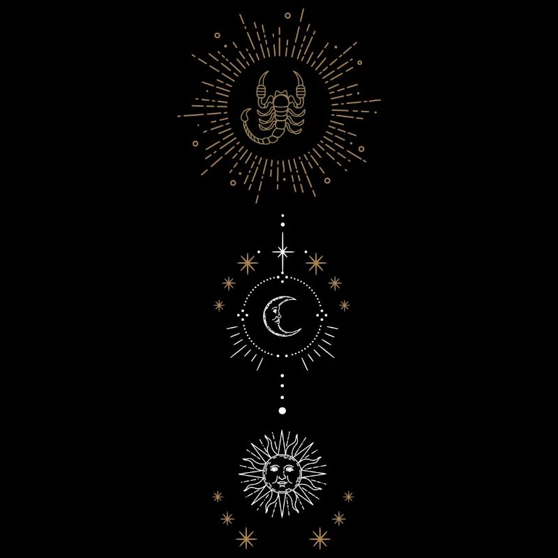 Zodiac sign Scorpio with Sun and Moon