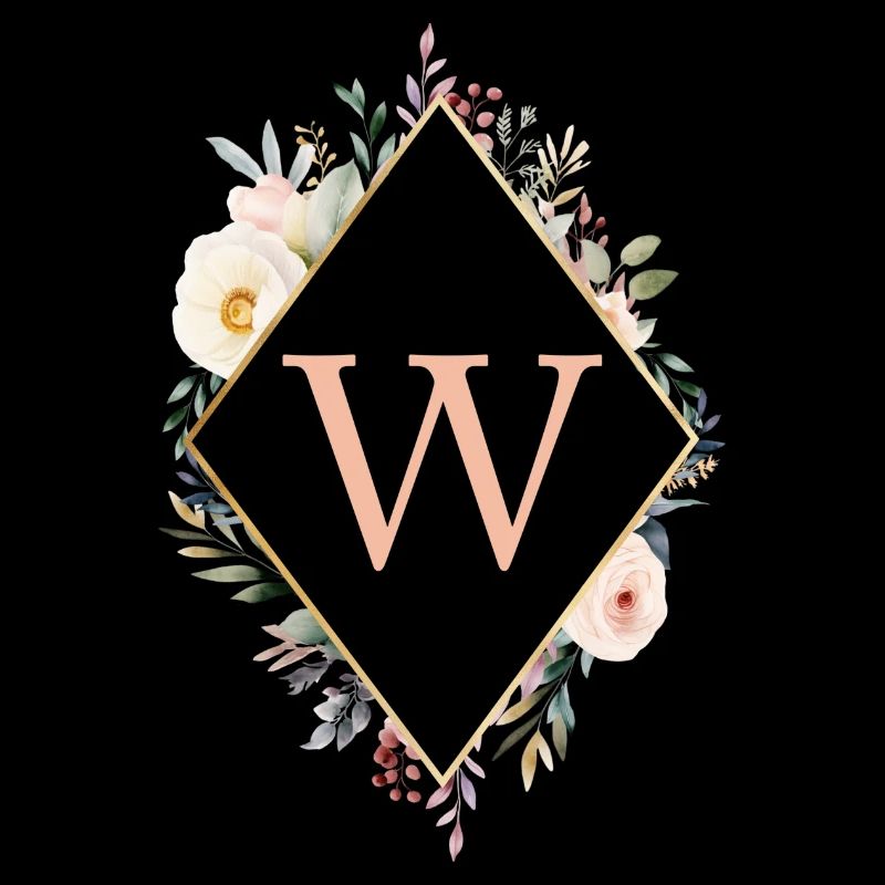 W Monogram, Floral, Boho
