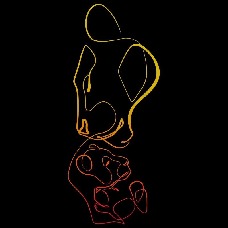 Lioness and lion cubs singlelinework