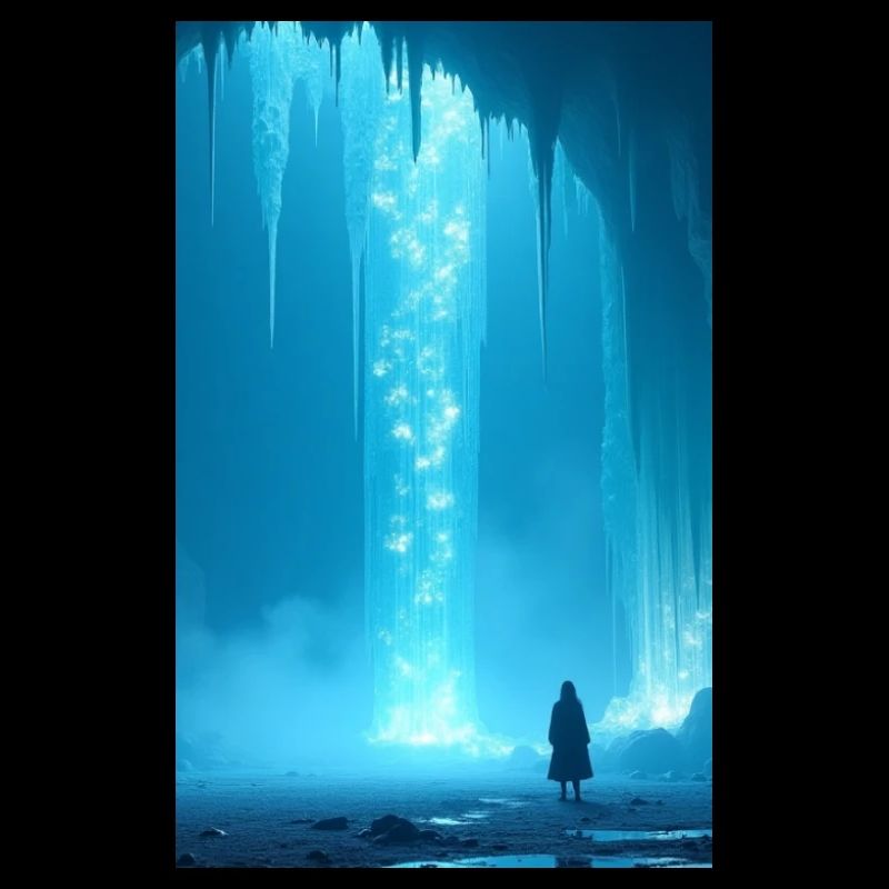 Zauberin mit Eis-Wasserfall