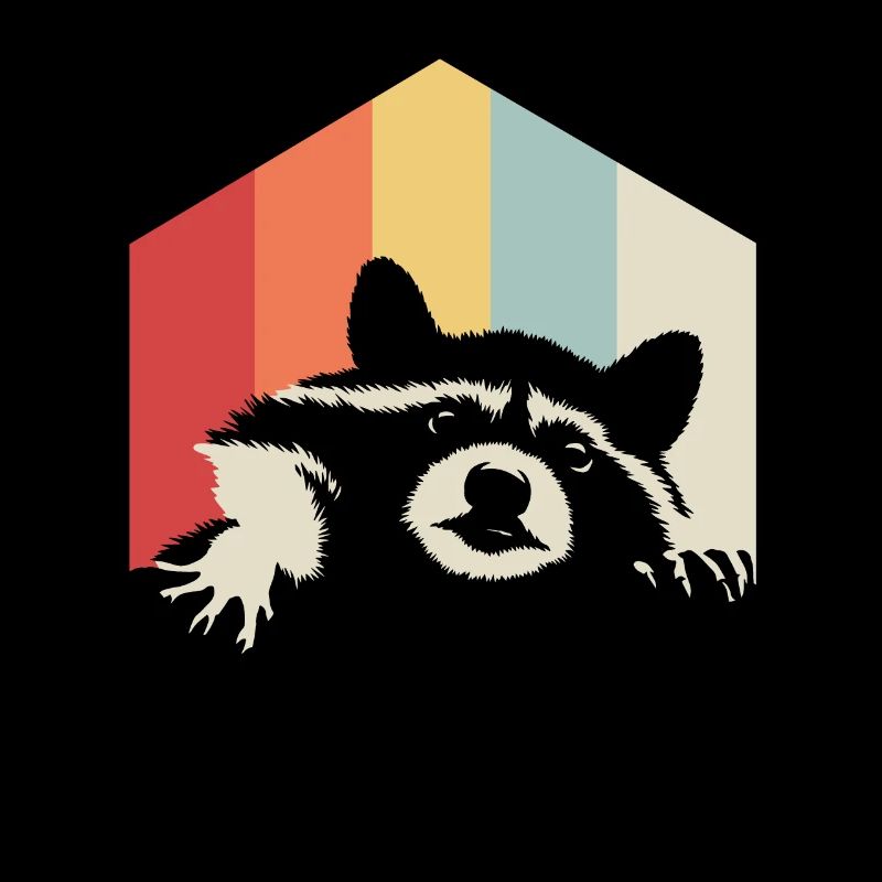 Raton laveur rétro coloré couleurs cadeau forêt nature