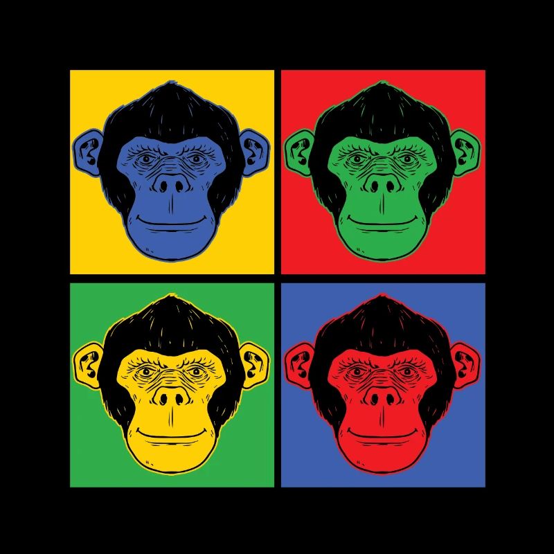 Affen Pop Art Geschenk Tier Gorilla Schimpansen